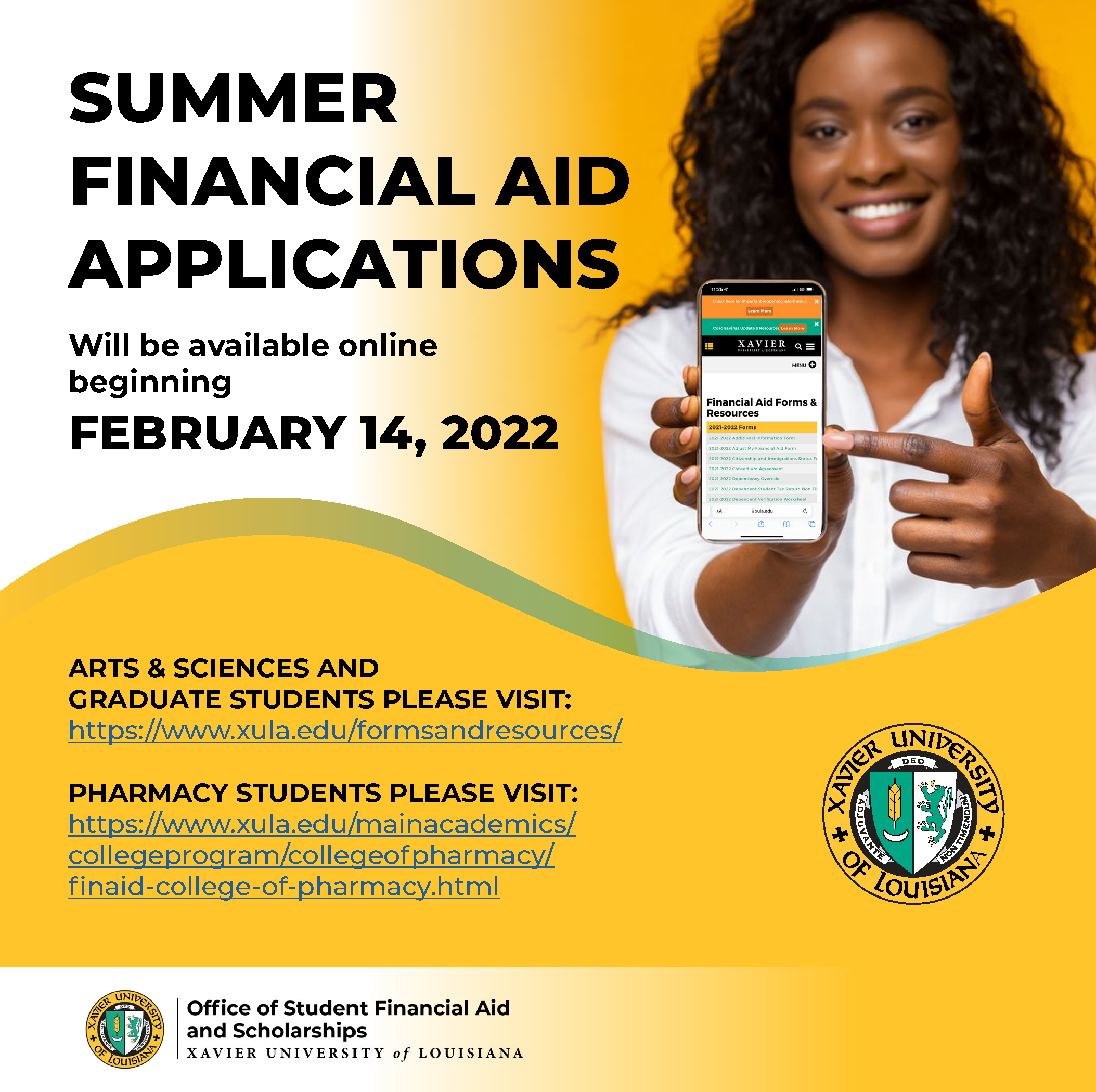 SUMMER FINANCIAL AID APPLICATIONS Xavier University of Louisiana