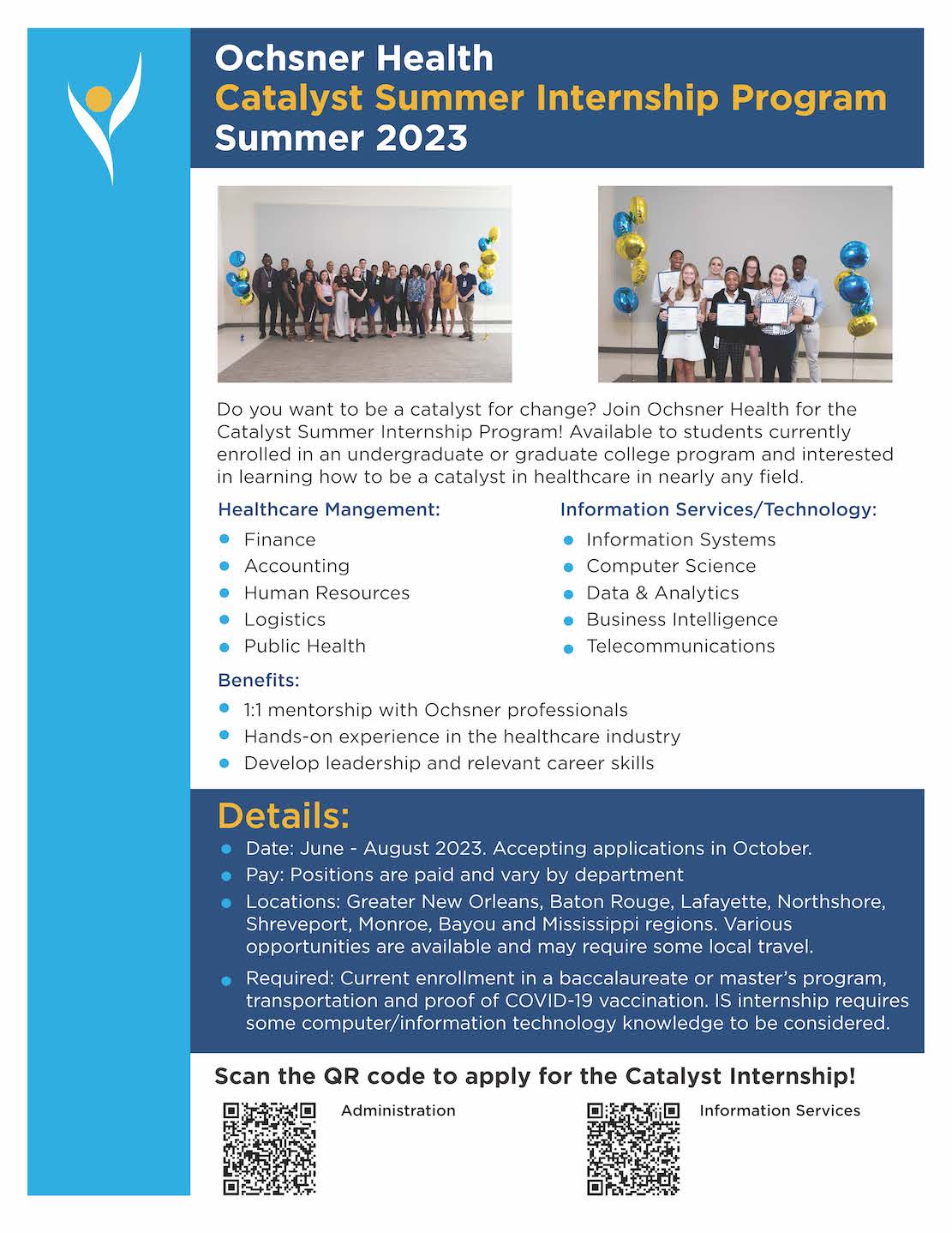 Ochsner Health Catalyst Summer Internship Program - Xavier 