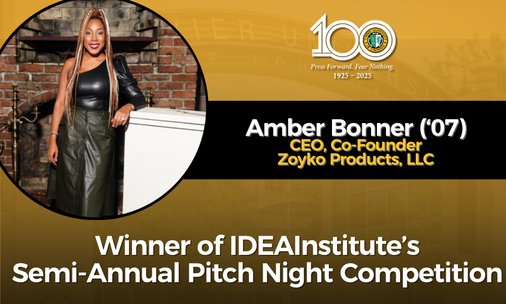 Xavier alumna Amber Bonner (‘07) took home the top prize in IDEAinstitute’s semi-annual Pitch Night Competition. Bonner, the CEO and co-founder of Zokyo Products LLC, competed against five finalists in the 10-week-long pitch event with 60 original contenders vying for the top prize. The Idea Village, a New Orleans nonprofit founded to support startups, presented the event. 